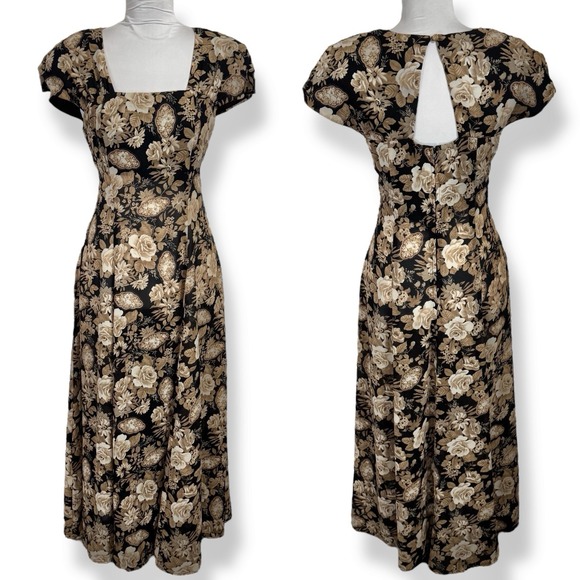 karin stevens Dresses & Skirts - Karin Stevens Black and Cream Floral Maxi Dress